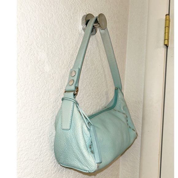 Baby Blue Leather Baguette Shoulder Bag By SIGRID OLSEN Y2K Style Shoulder Bag - Picture 3 of 15